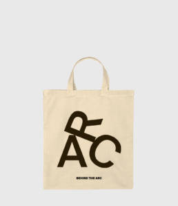 Behind the Arc Net collection ARC logo tote bag